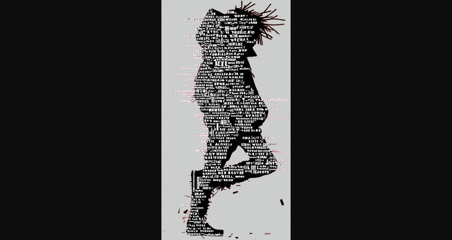 Full length Urban Character in Streetwear Composed of Overlapping Shapes and or Letters That Create Depth Texture and Movement With Transparent Background 042 SN2826 - Sweet As Hell Designs