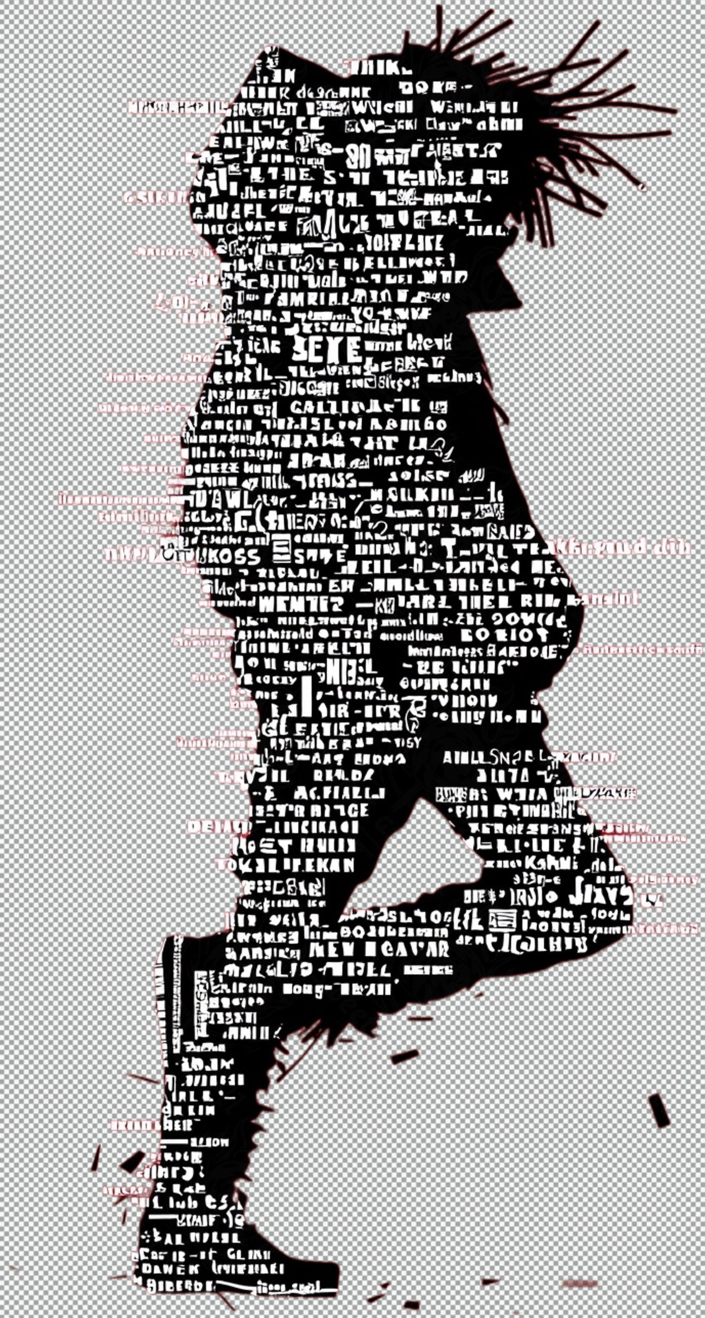 Full length Urban Character in Streetwear Composed of Overlapping Shapes and or Letters That Create Depth Texture and Movement With Transparent Background 042 SN2826 - Sweet As Hell Designs