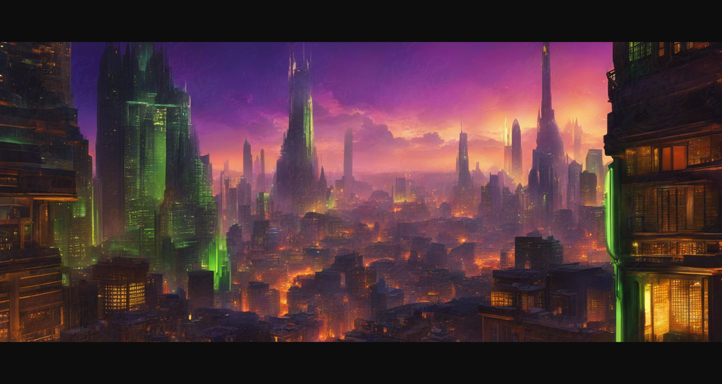 Illustrated Photo of Sprawling Cityscape During Twilight Hour 0023 SN907 - Sweet As Hell Designs
