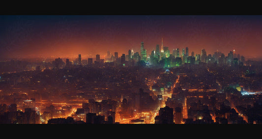 Illustrated Photo of a Sprawling Futuristic Cityscape at Night 0022 SN887 - Sweet As Hell Designs