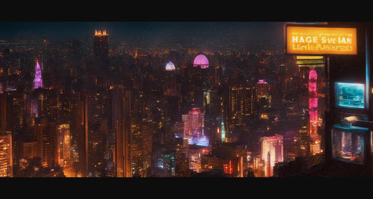 Illustrated Photo of a Sprawling Futuristic Cityscape at Night 0025 SN890 - Sweet As Hell Designs
