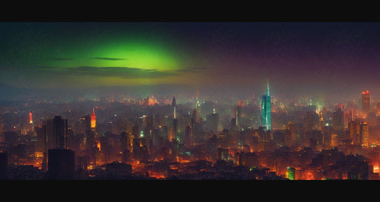 Illustrated Photo of a Sprawling Futuristic Cityscape at Night 0026 SN891 - Sweet As Hell Designs