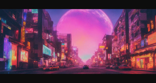 Lo fi Cityscape Pixel Art 21 by 9 0003 SN917 - Sweet As Hell Designs