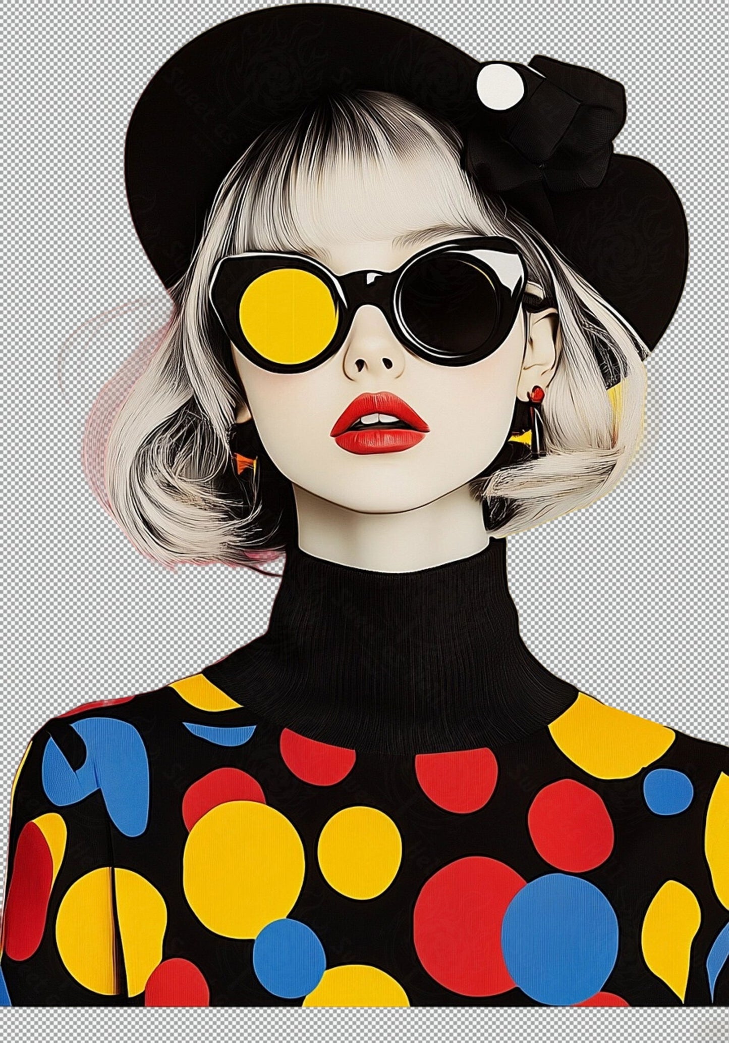 Modern Art Styled Fashion Ad Photo With A Transparent Background 030 SN2857 - Sweet As Hell Designs