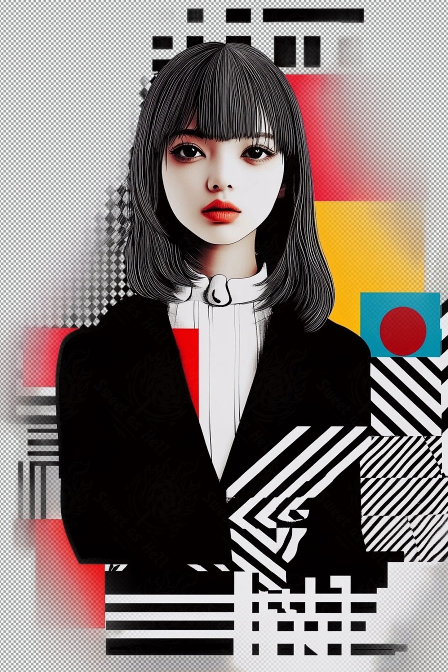Modern Art Styled Fashion Ad Photo With A Transparent Background 040 SN2867 - Sweet As Hell Designs