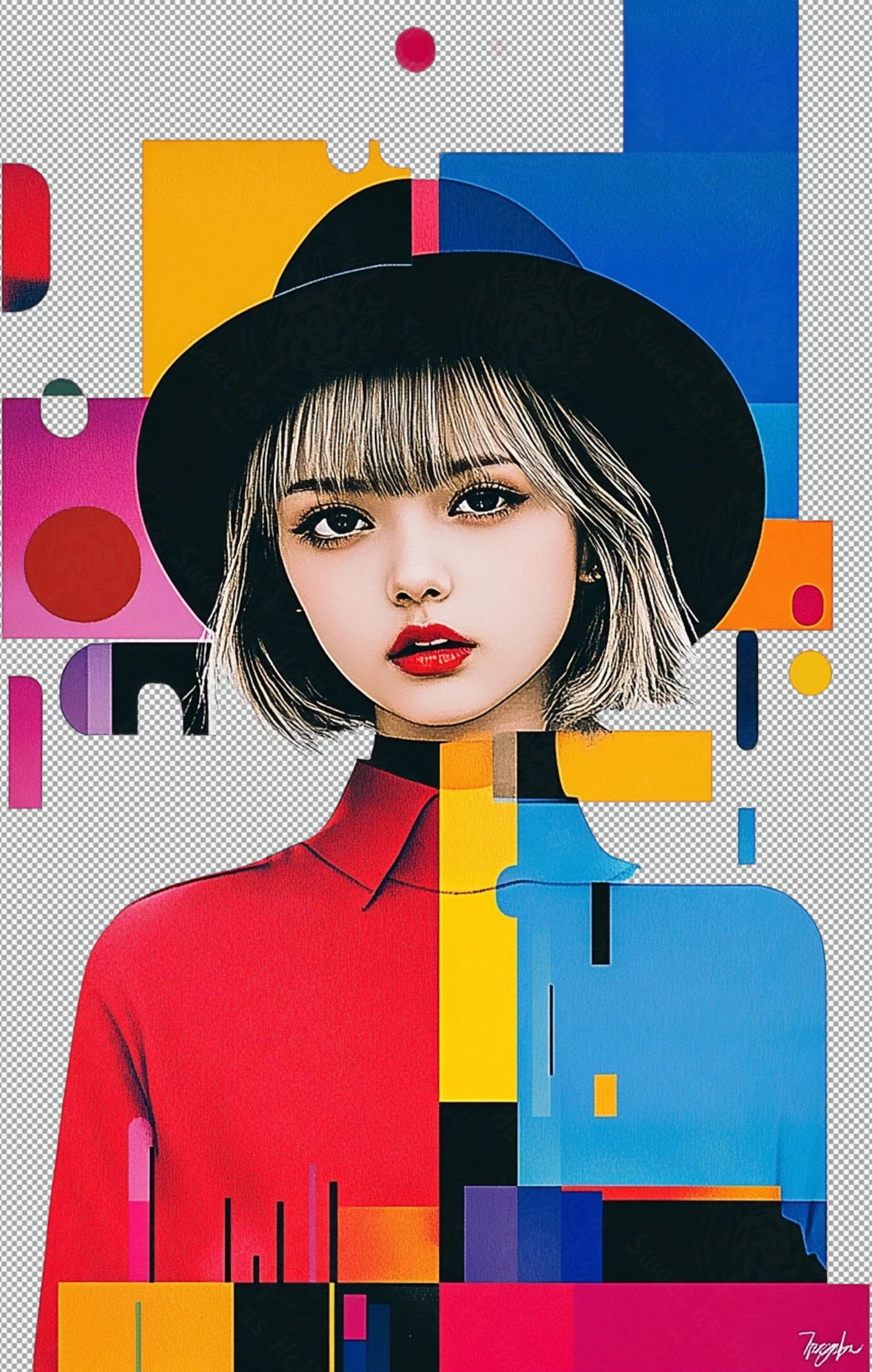 Modern Art Styled Fashion Ad Photo With A Transparent Background 043 SN2870 - Sweet As Hell Designs