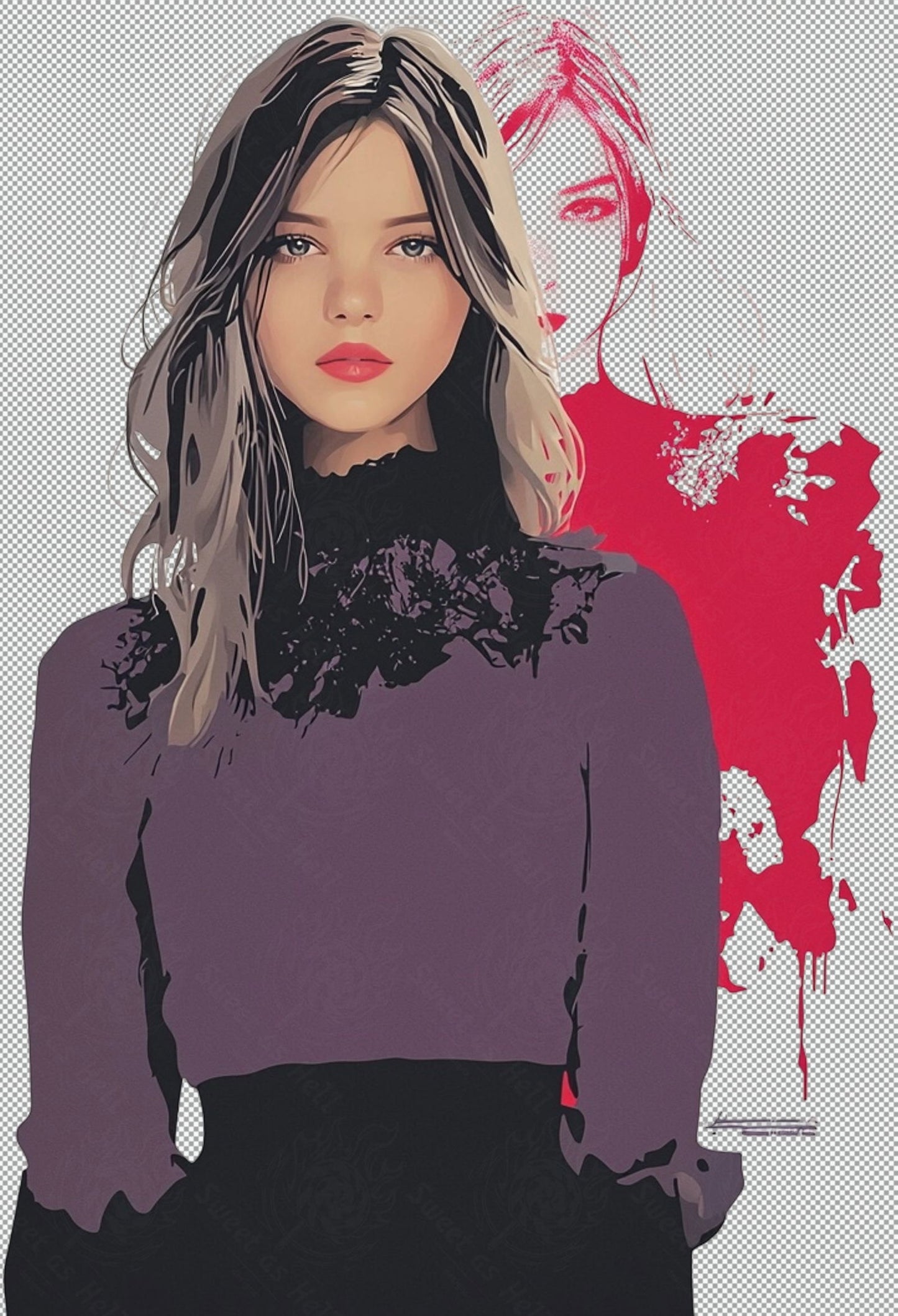 Modern Art Styled Fashion Ad Photo With A Transparent Background 060 SN2887 - Sweet As Hell Designs