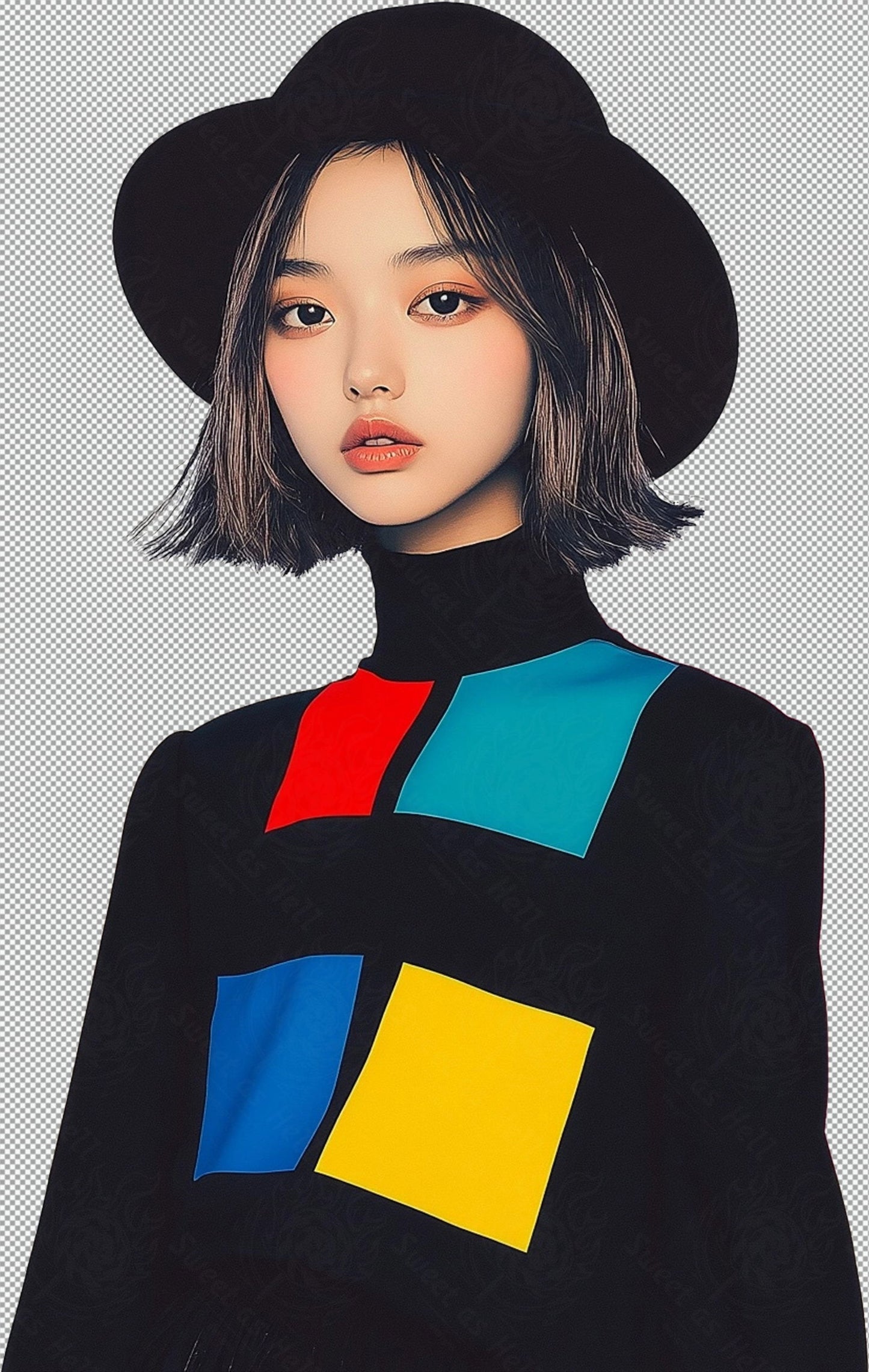 Modern Art Styled Fashion Ad Photo With A Transparent Background 063 SN2890 - Sweet As Hell Designs