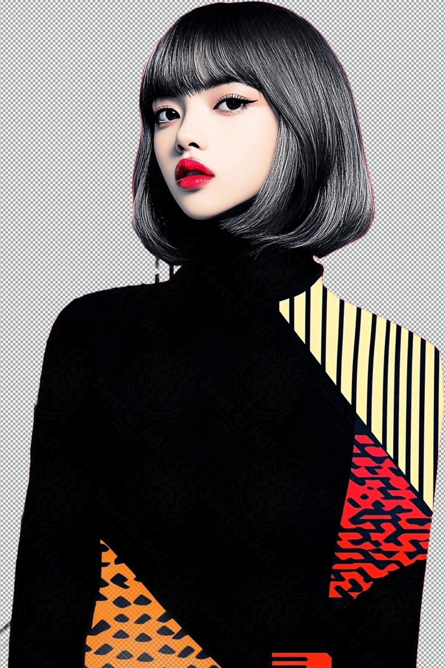 Modern Art Styled Fashion Ad Photo With A Transparent Background 069 SN2896 - Sweet As Hell Designs