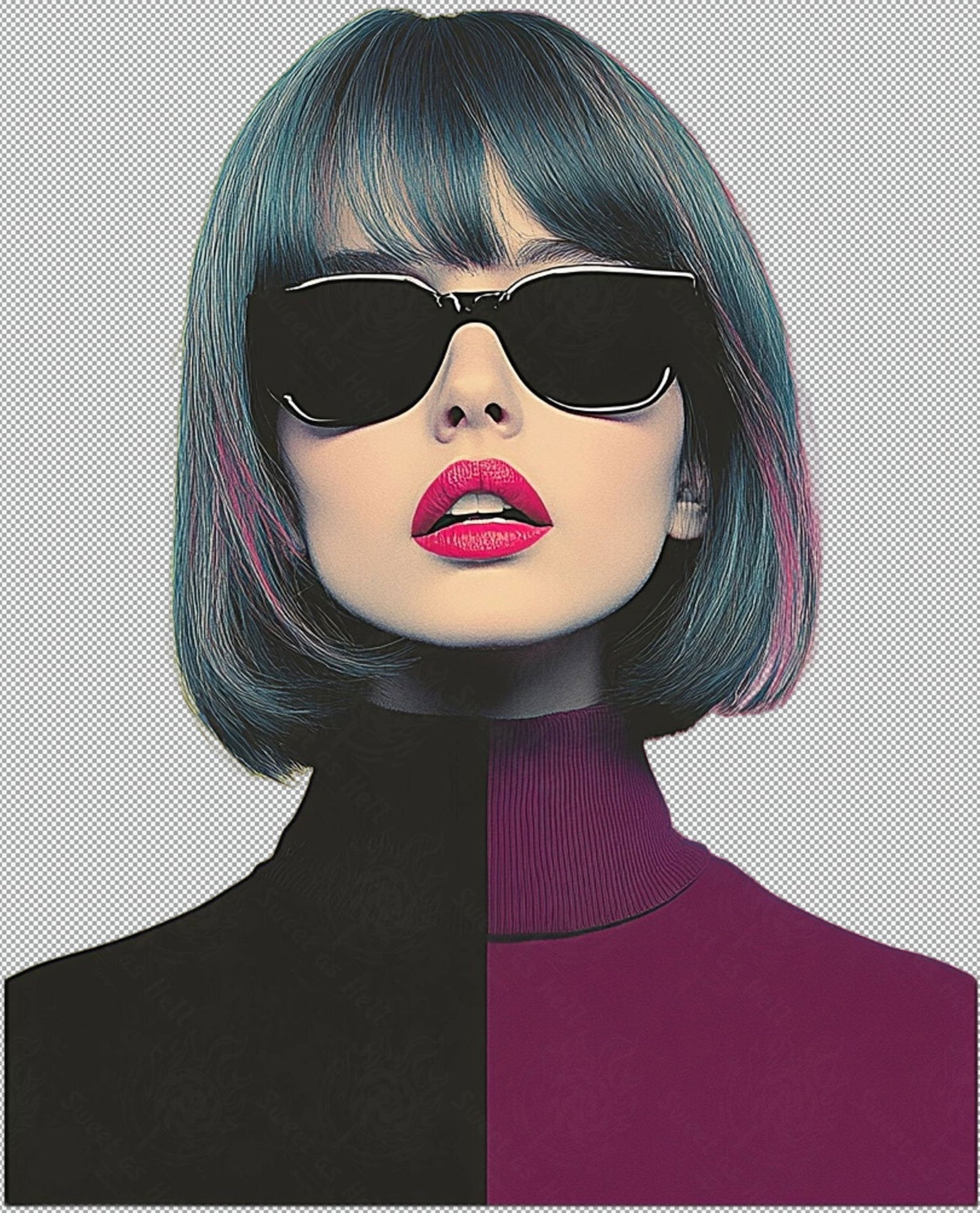 Modern Art Styled Fashion Ad Photo With A Transparent Background 085 SN2912 - Sweet As Hell Designs