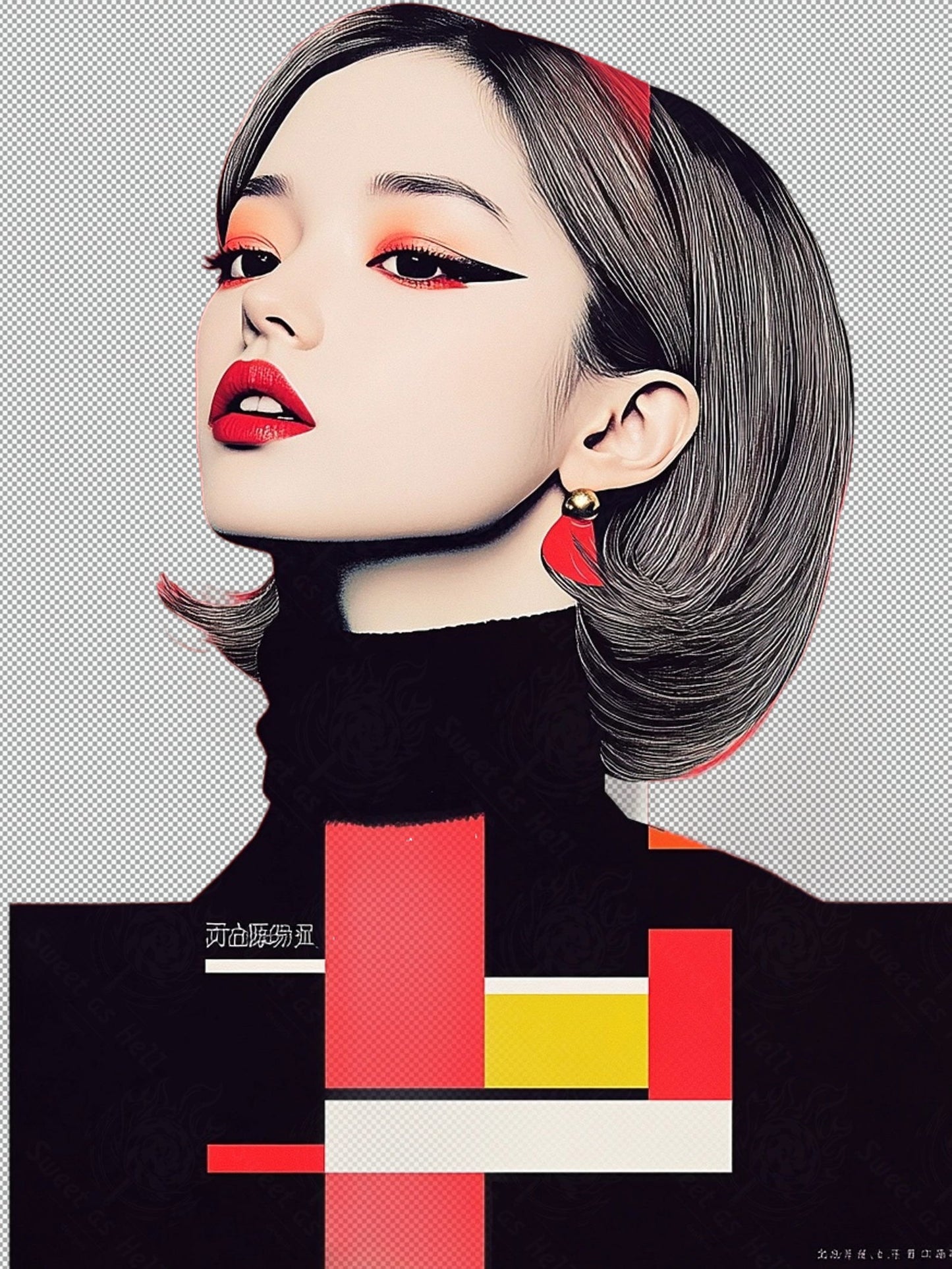 Modern Art Styled Fashion Ad Photo With A Transparent Background 092 SN2919 - Sweet As Hell Designs