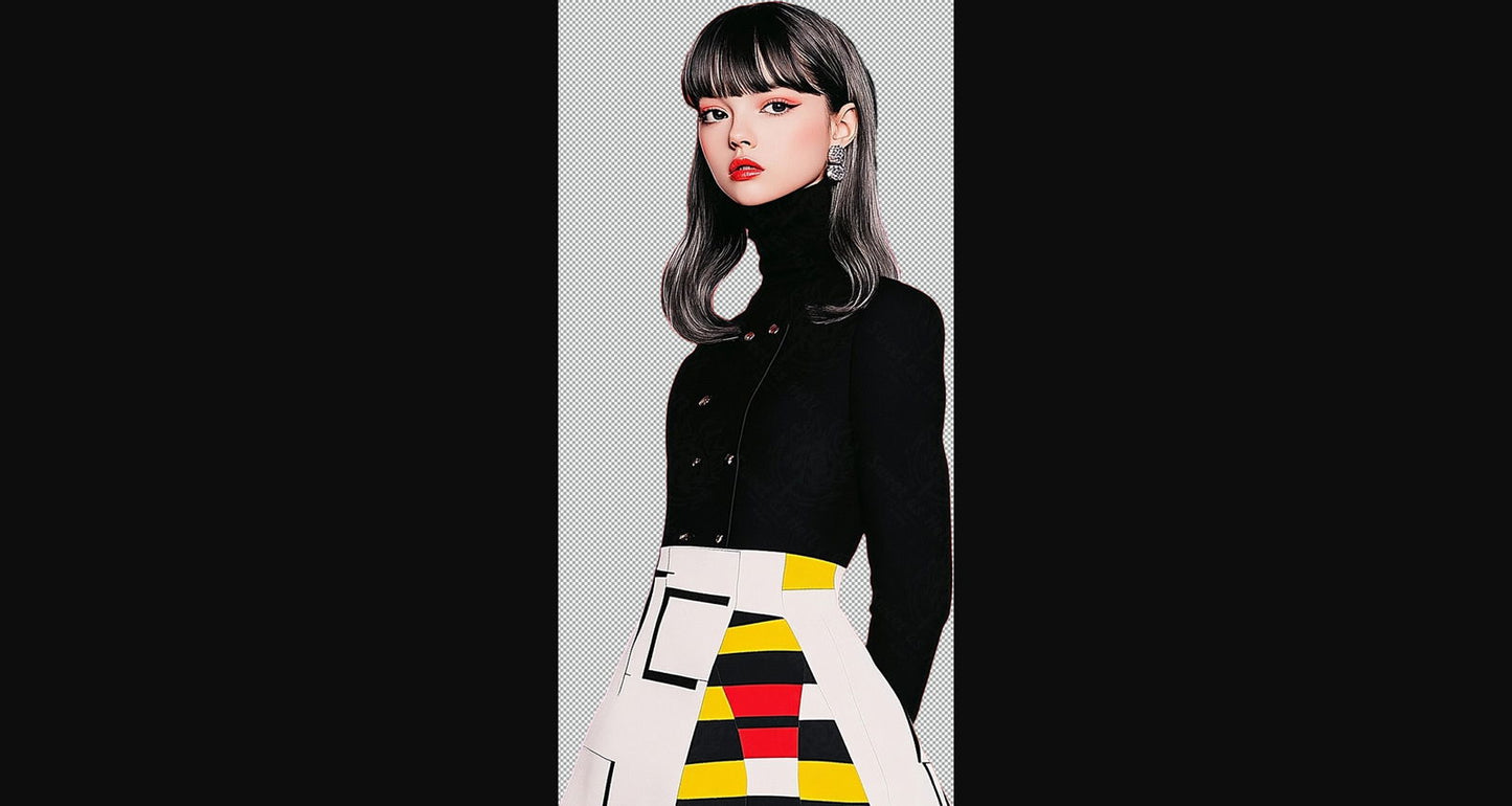 Modern Art Styled Fashion Ad Photo With A Transparent Background 121 SN2948 - Sweet As Hell Designs