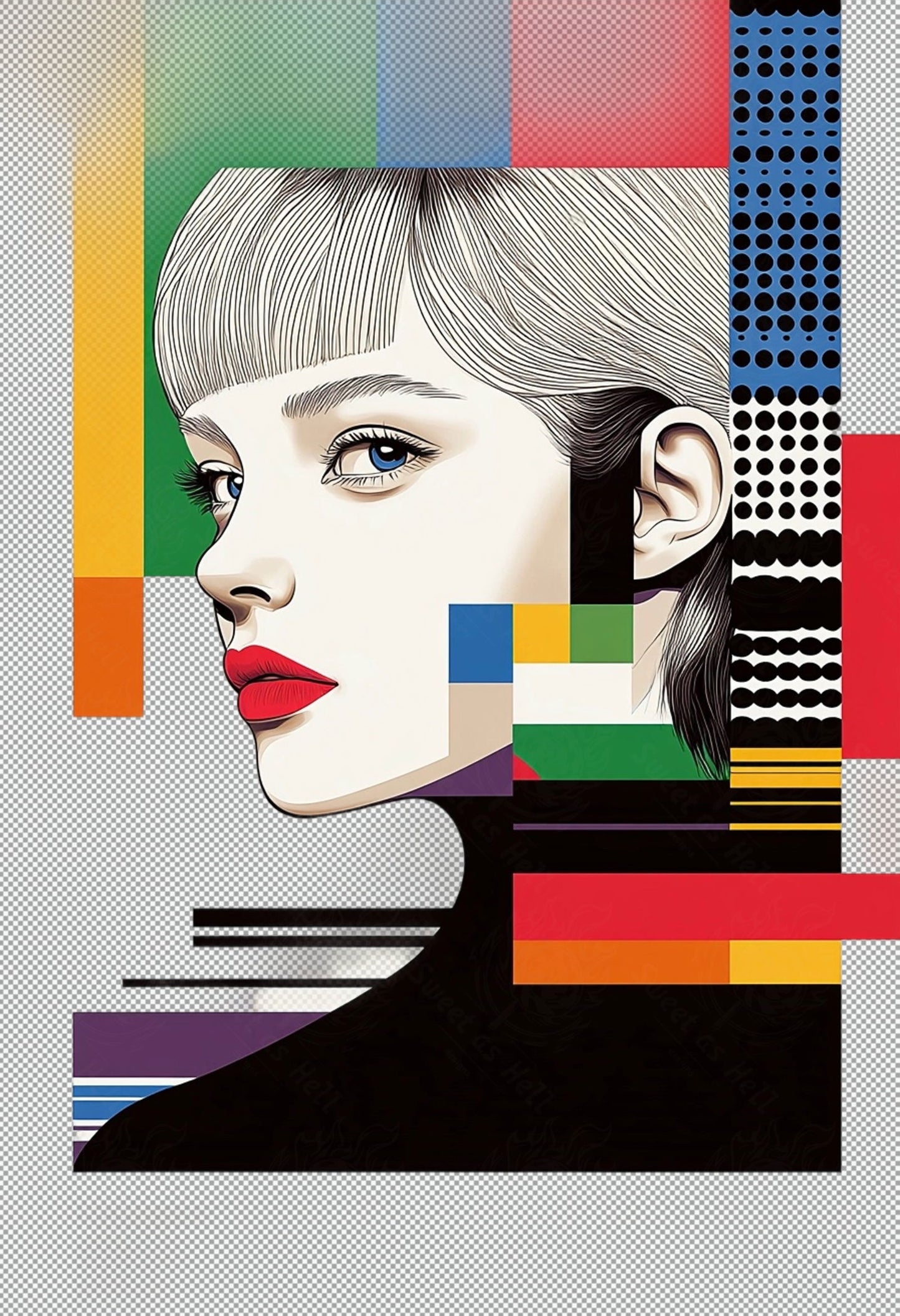 Modern Art Styled Fashion Ad Photo With A Transparent Background 124 SN2951 - Sweet As Hell Designs