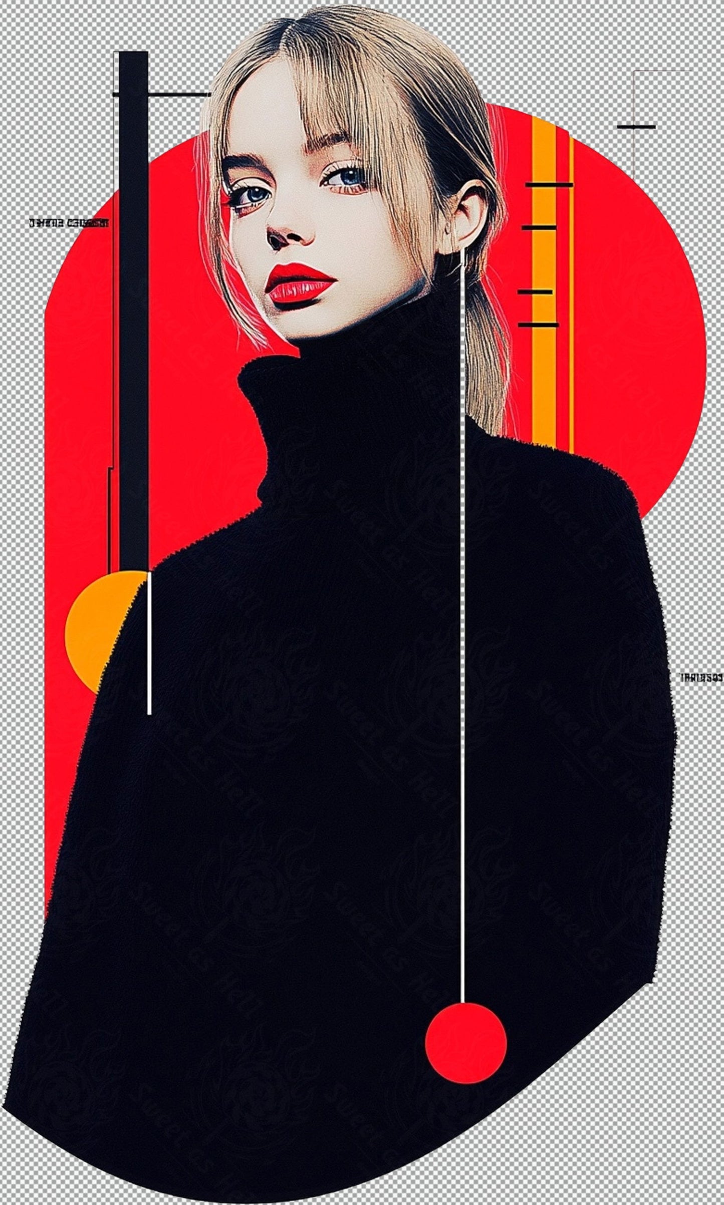 Modern Art Styled Fashion Ad Photo With A Transparent Background 137 SN2964 - Sweet As Hell Designs