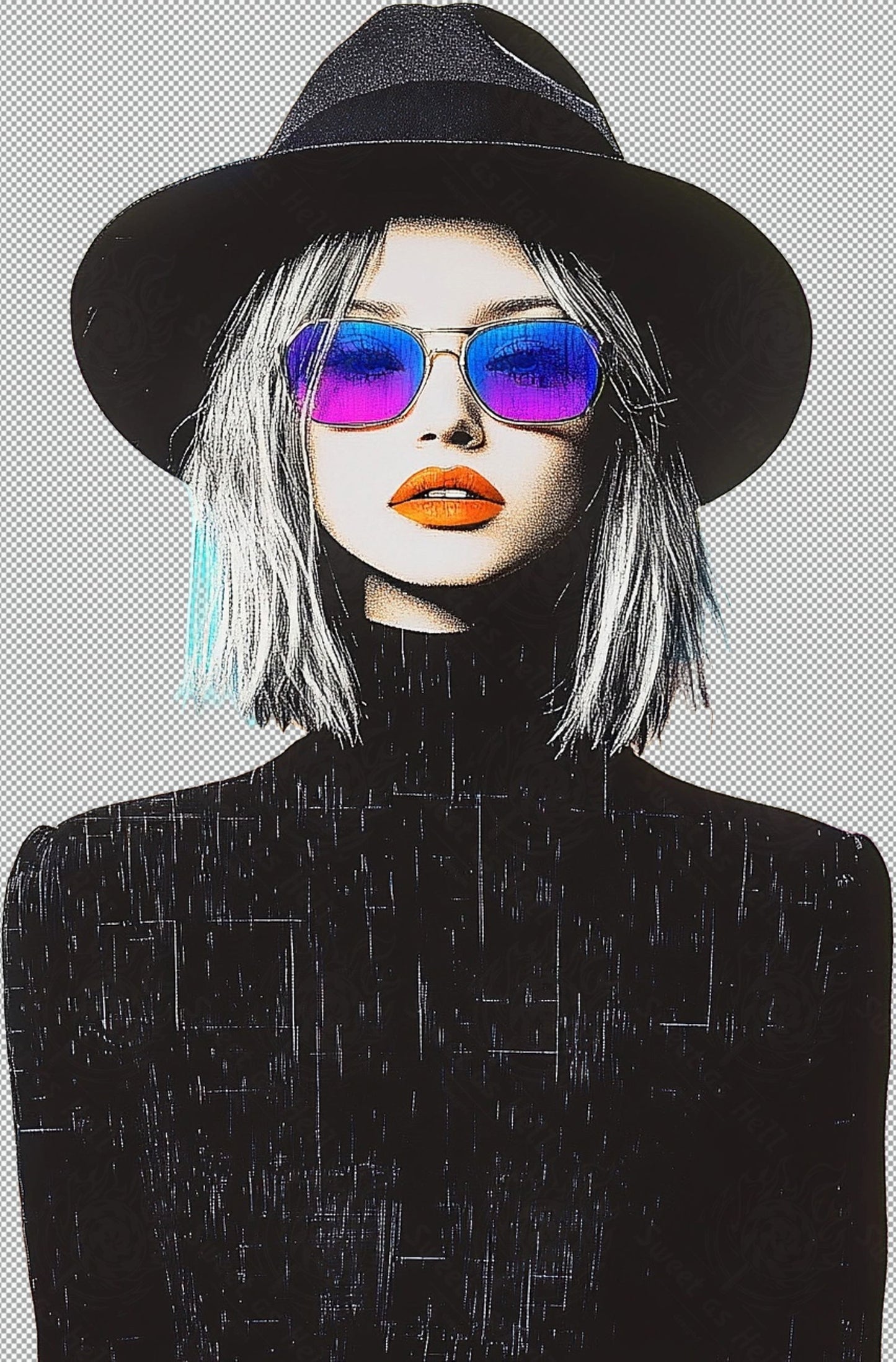 Modern Art Styled Fashion Ad Photo With A Transparent Background 139 SN2966 - Sweet As Hell Designs