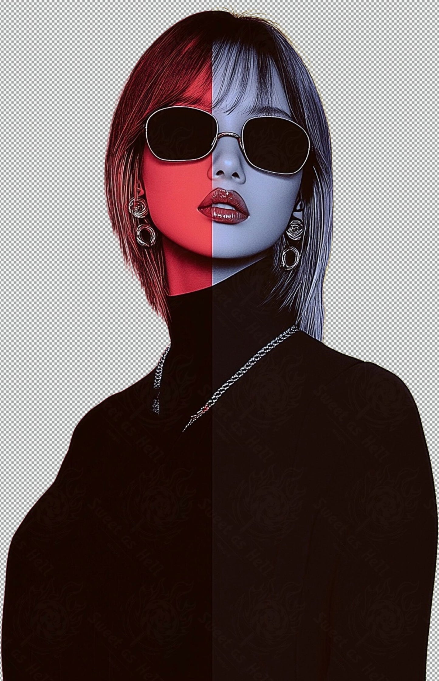 Modern Art Styled Fashion Ad Photo With A Transparent Background 147 SN2974 - Sweet As Hell Designs