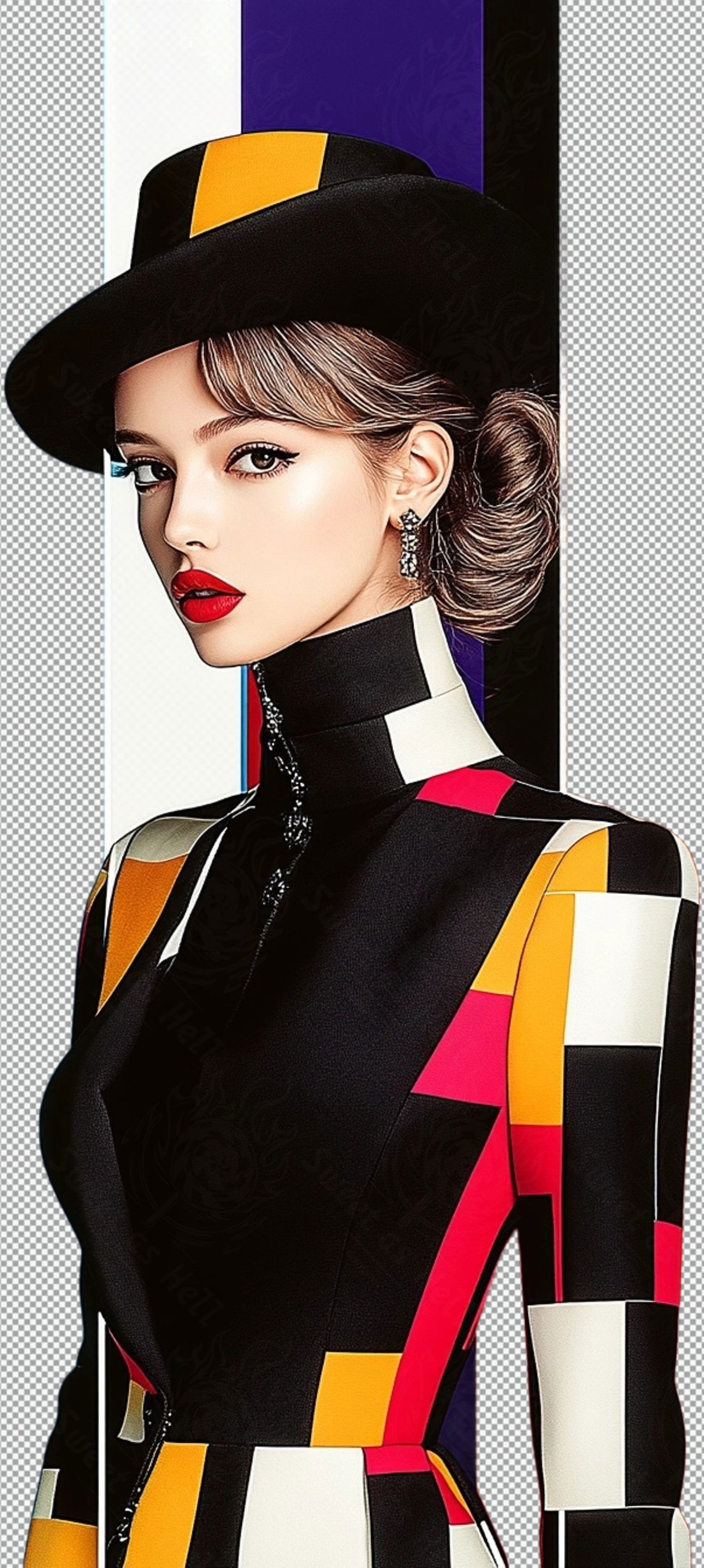 Modern Art Styled Fashion Ad Photo With A Transparent Background 184 SN3011 - Sweet As Hell Designs