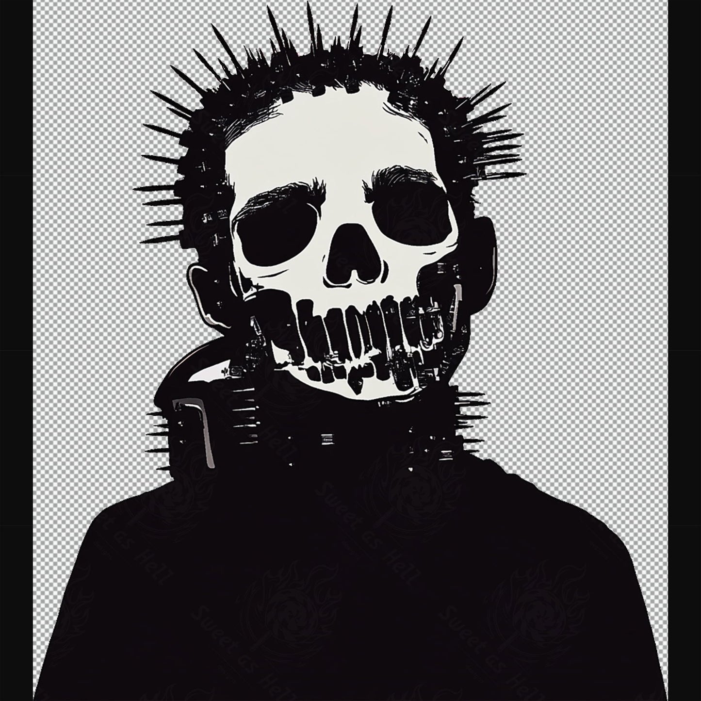 Spiked-Collar Punk-Skull SN3094 - Sweet As Hell Designs