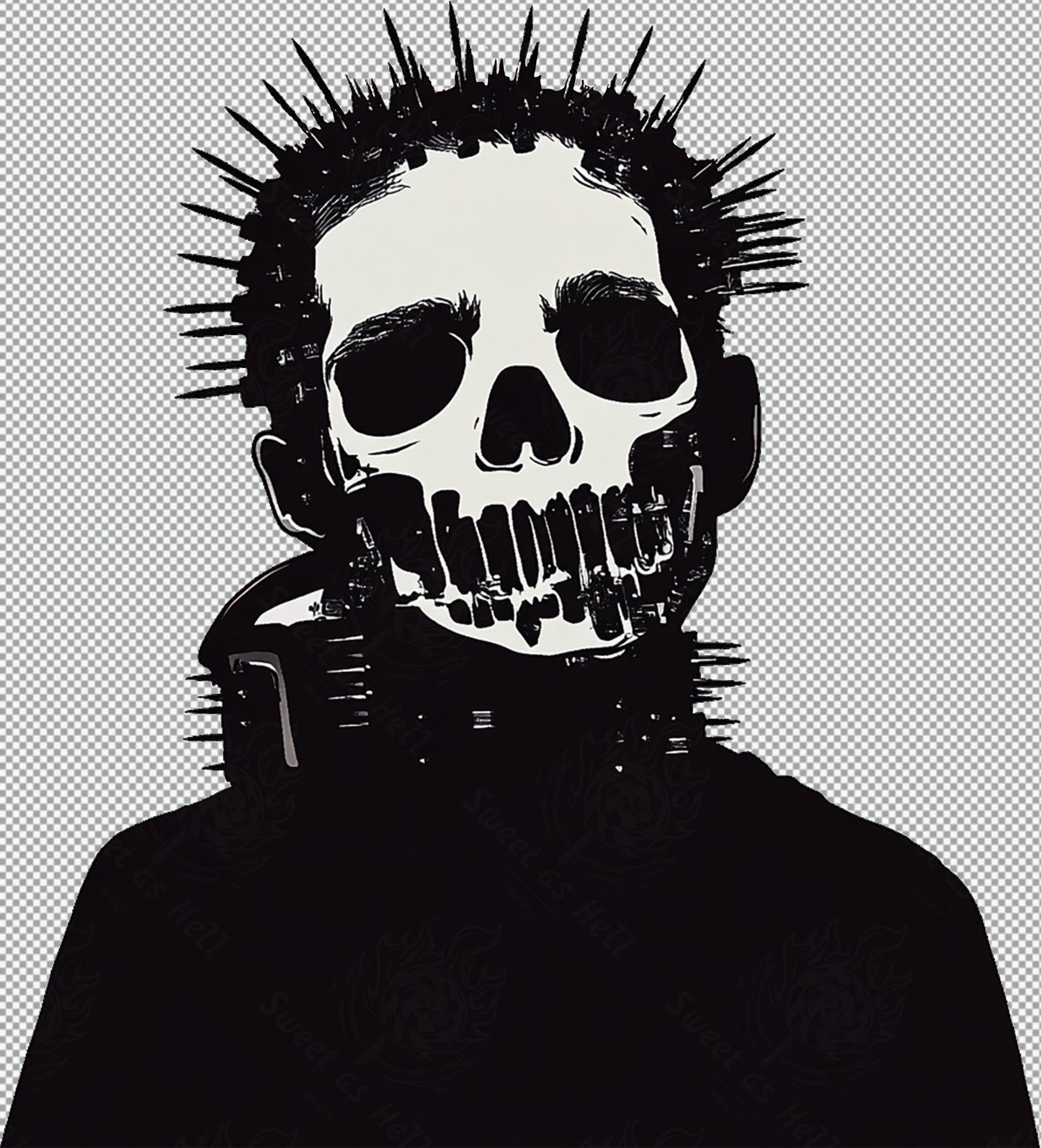 Spiked-Collar Punk-Skull SN3094 - Sweet As Hell Designs
