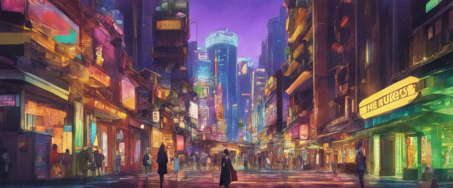 Street Level Illustrated View of a Densely Populated City Set Sometime in the Near Future 0002 SN953 - Sweet As Hell Designs