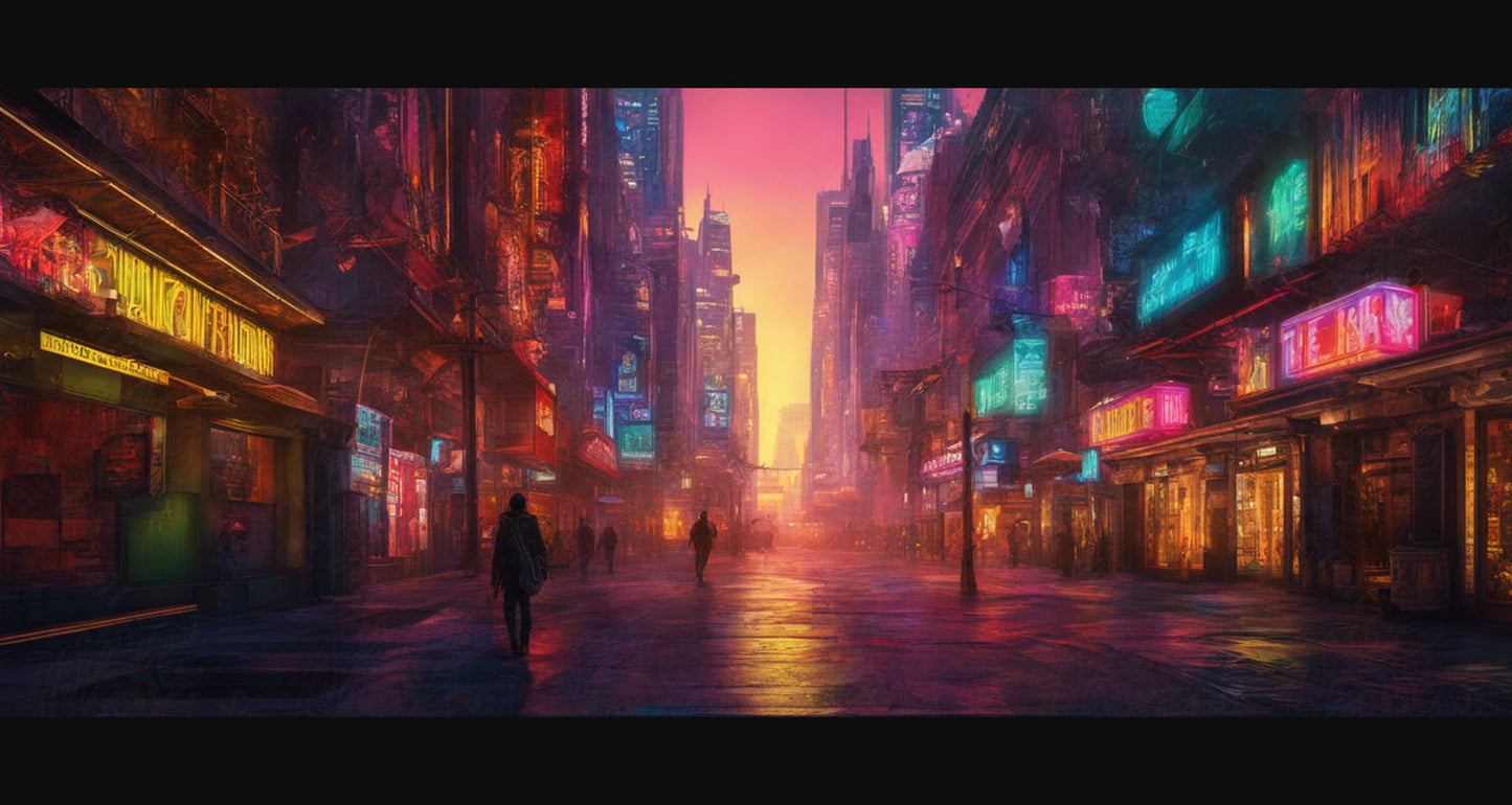Street Level Illustrated View of a Densely Populated City Set Sometime in the Near Future 0013 SN964 - Sweet As Hell Designs