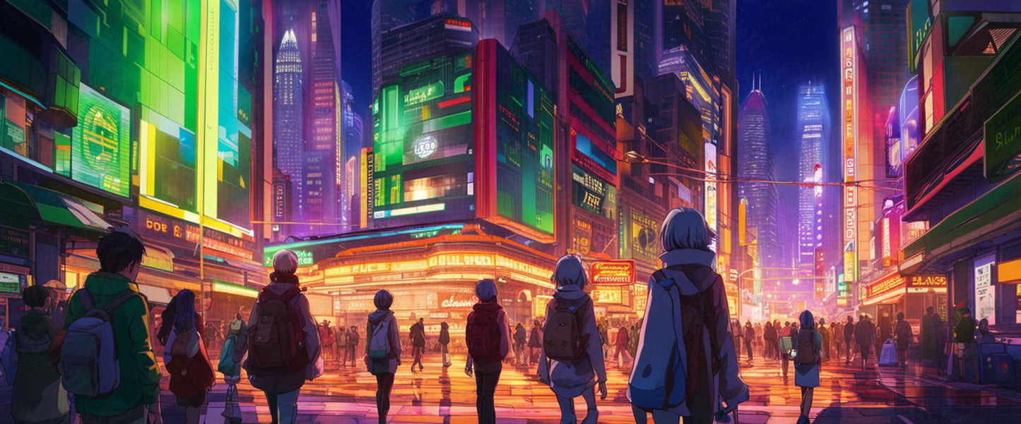 Street Level Illustrated View of a Densely Populated City Set Sometime in the Near Future 0054 SN1005 - Sweet As Hell Designs