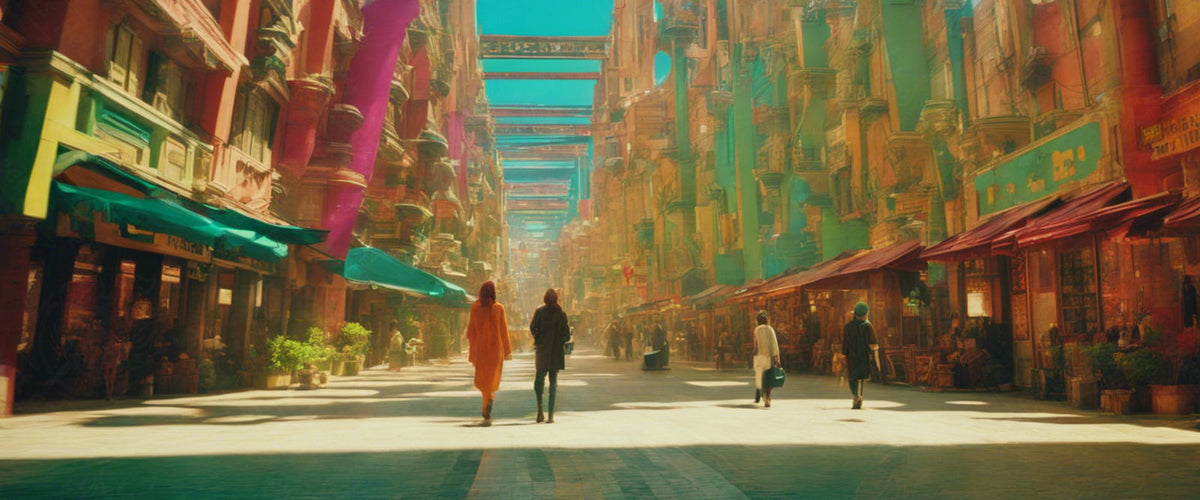 Street Level Illustrated View of a Densely Populated City Set Sometime in the Near Future 0104 SN1055 - Sweet As Hell Designs