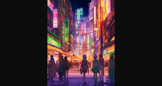 Street Level Illustrated View of a Densely Populated City Set Sometime in the Near Future 0160 SN1111 - Sweet As Hell Designs