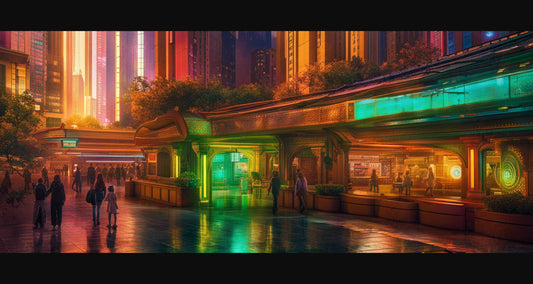 Street Level Illustration of Modern Fantasy City Architecture 0016 SN1179 - Sweet As Hell Designs