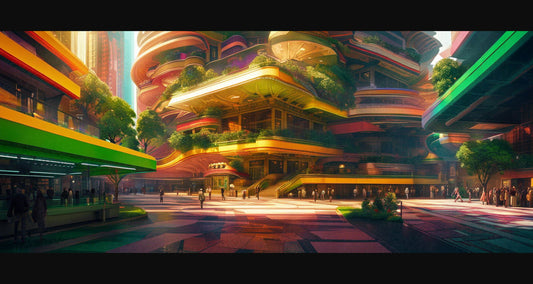 Street Level Illustration of Modern Fantasy City Architecture 0022 SN1185 - Sweet As Hell Designs