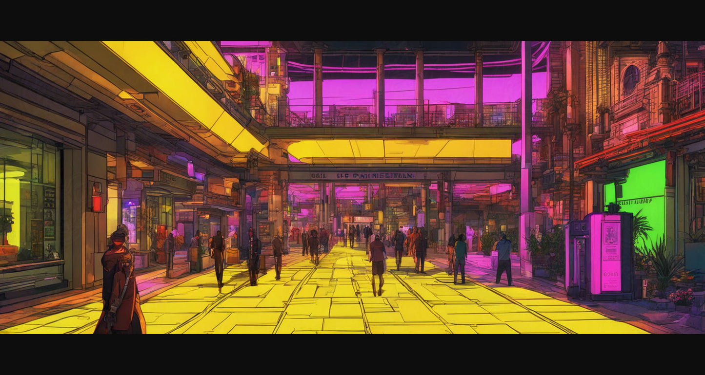 Street Level Illustration of Modern Fantasy City Architecture 0024 SN1187 - Sweet As Hell Designs