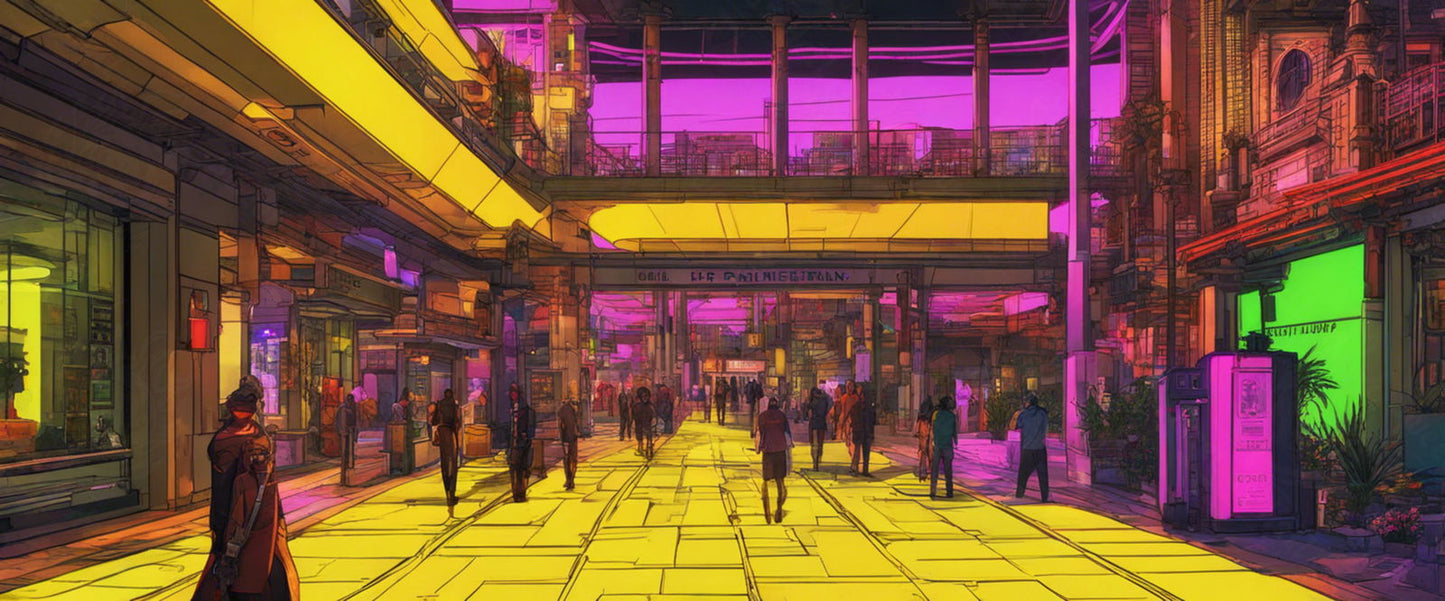 Street Level Illustration of Modern Fantasy City Architecture 0024 SN1187 - Sweet As Hell Designs