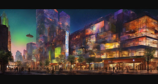 Street Level Illustration of Modern Fantasy City Architecture 0026 SN1189 - Sweet As Hell Designs
