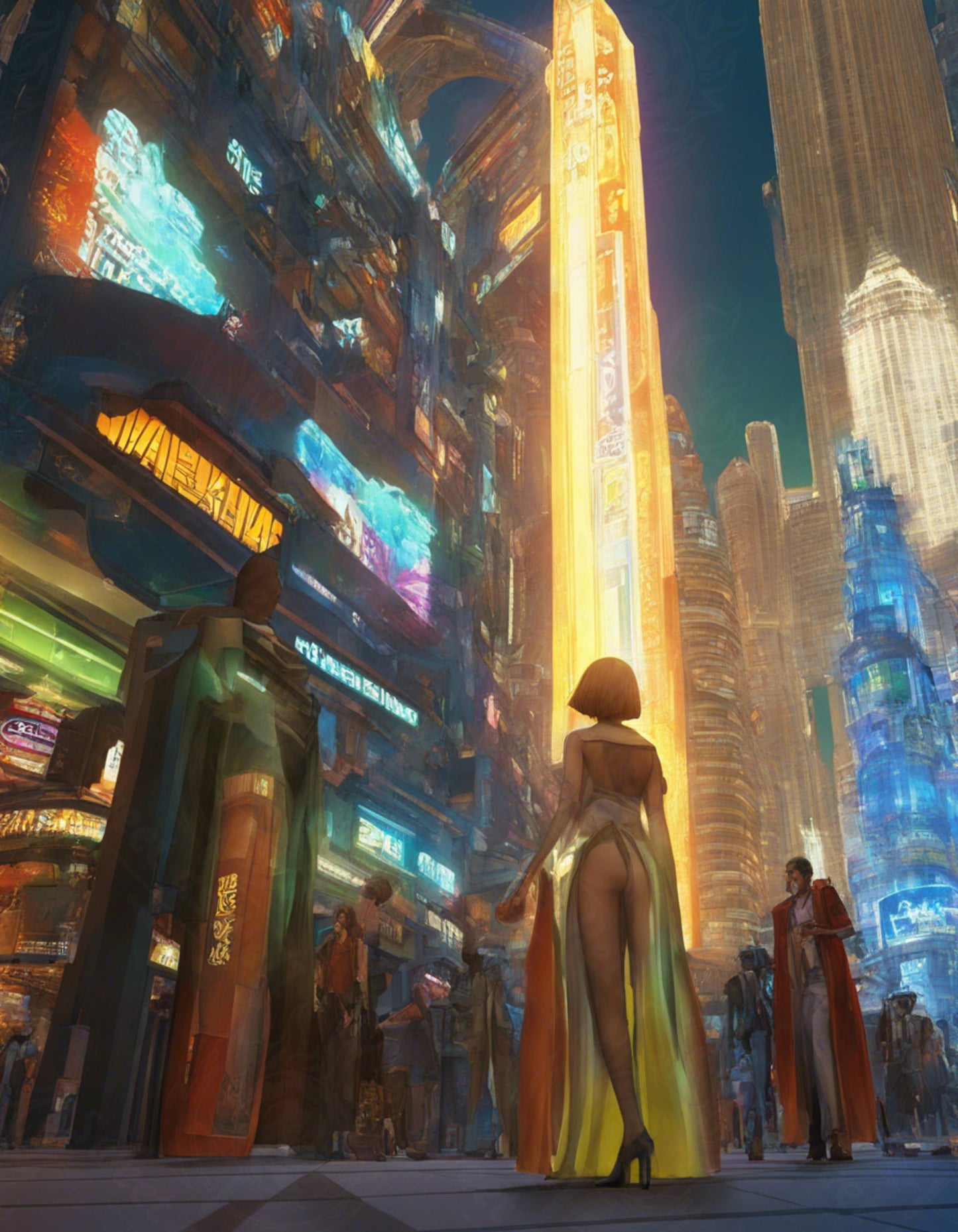 Street Level Illustration of Modern Fantasy City Architecture 0028 SN1191 - Sweet As Hell Designs