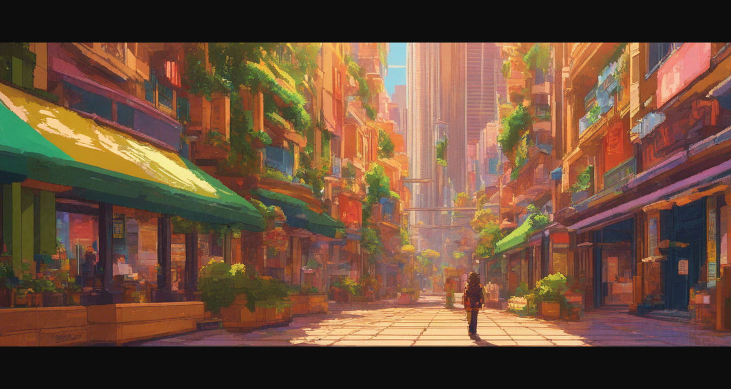 Street Level Illustration of a Modern City 0001 SN1162 - Sweet As Hell Designs