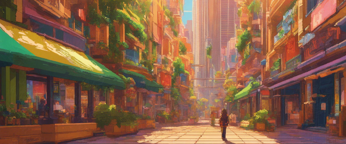 Street Level Illustration of a Modern City 0001 SN1162 - Sweet As Hell Designs