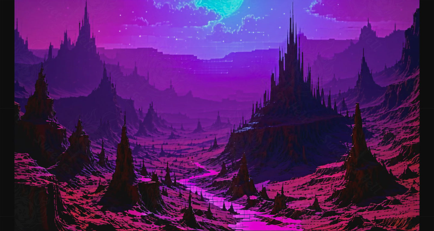 Surreal Spires Under Purple Sky SN3076 - Sweet As Hell Designs