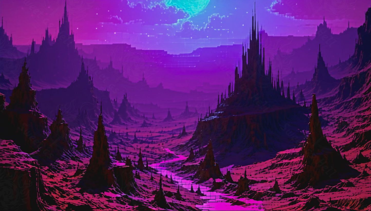 Surreal Spires Under Purple Sky SN3076 - Sweet As Hell Designs