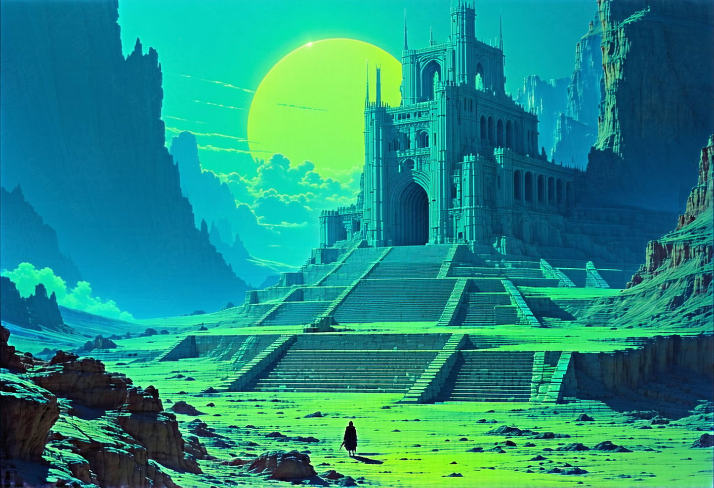 alien temple under green moon SN3101 - Sweet As Hell Designs