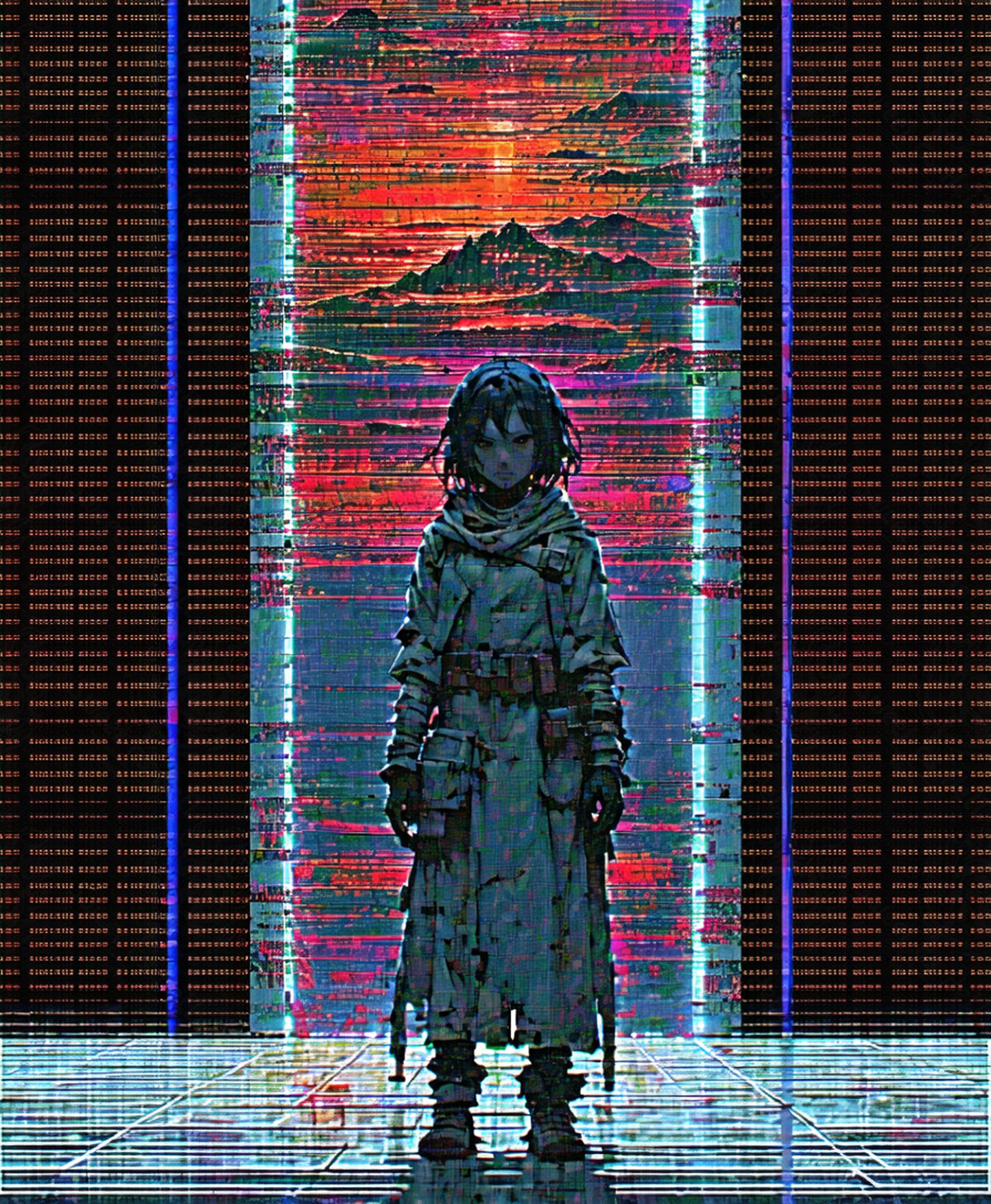 Arte digital de chica ciberpunk SN3156
