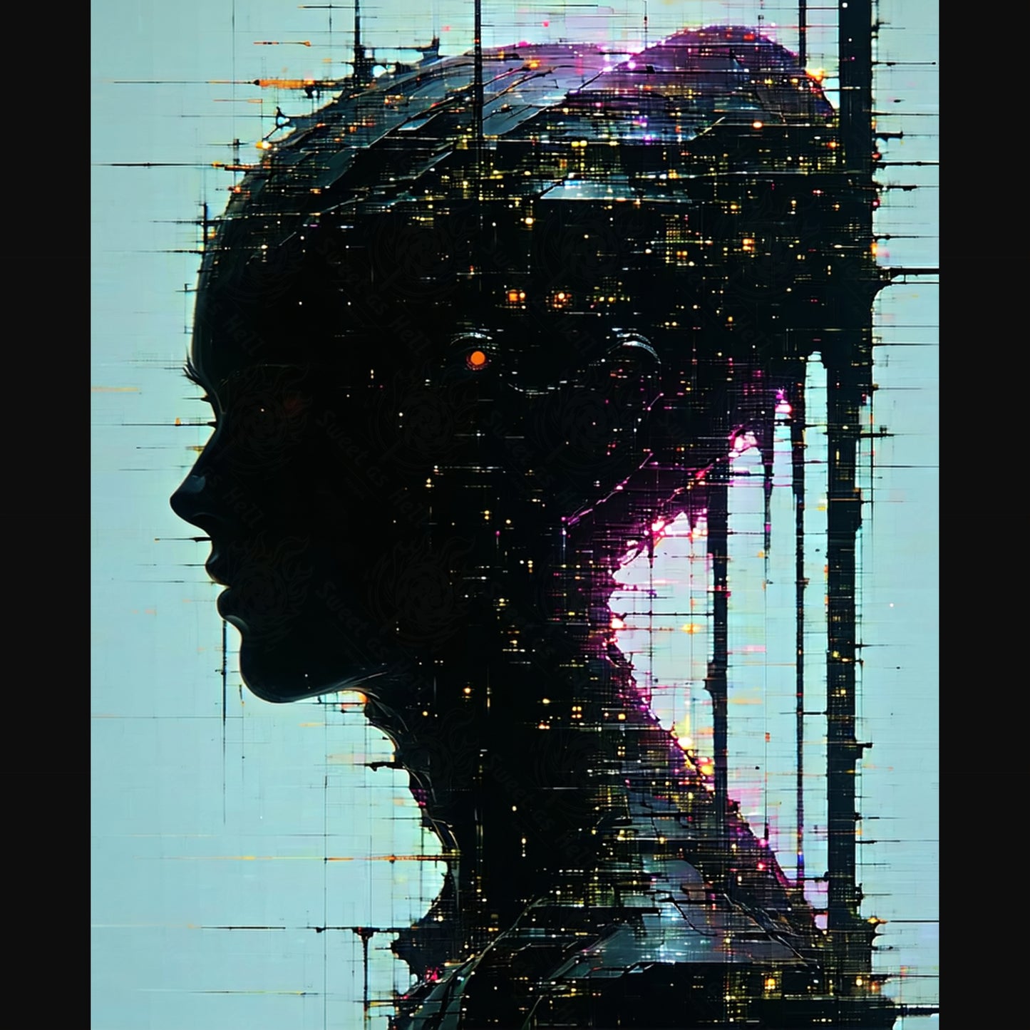 Perfil de silueta ciberpunk SN3174