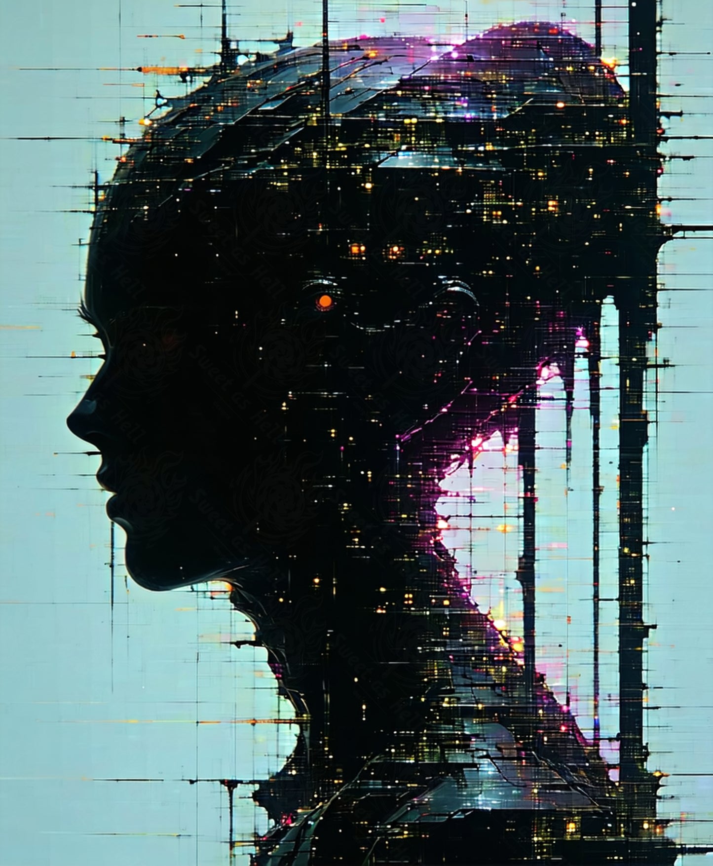 Perfil de silueta ciberpunk SN3174