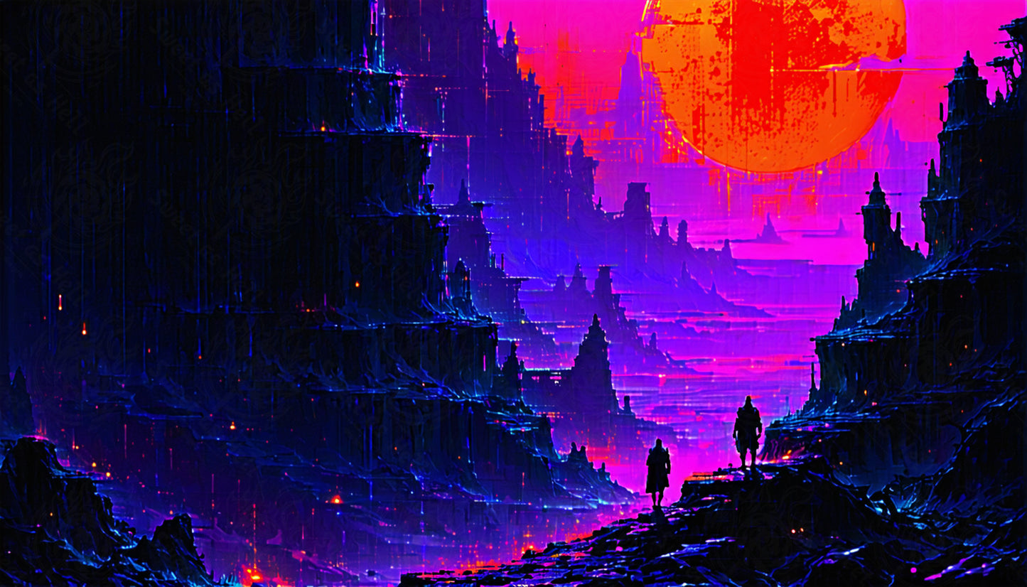 paisaje de atardecer ciberpunk SN3178