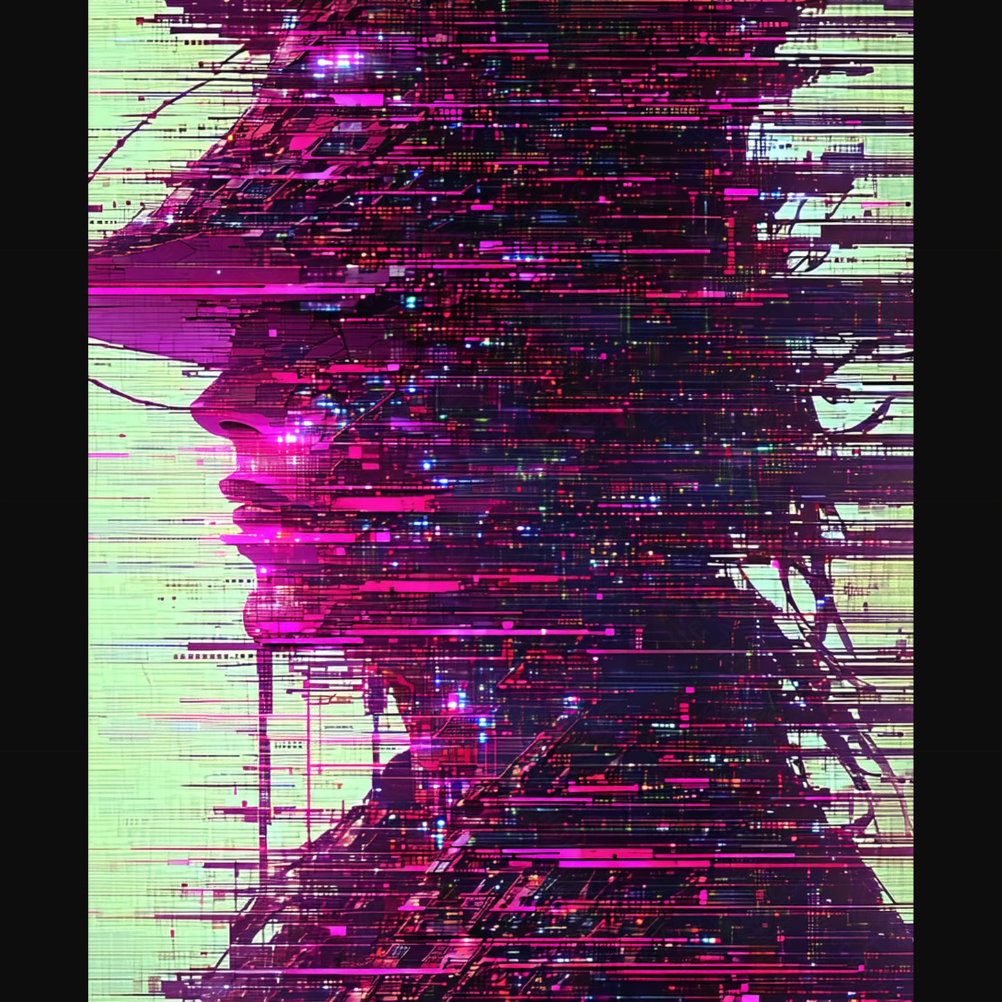 retrato con arte glitch SN3321