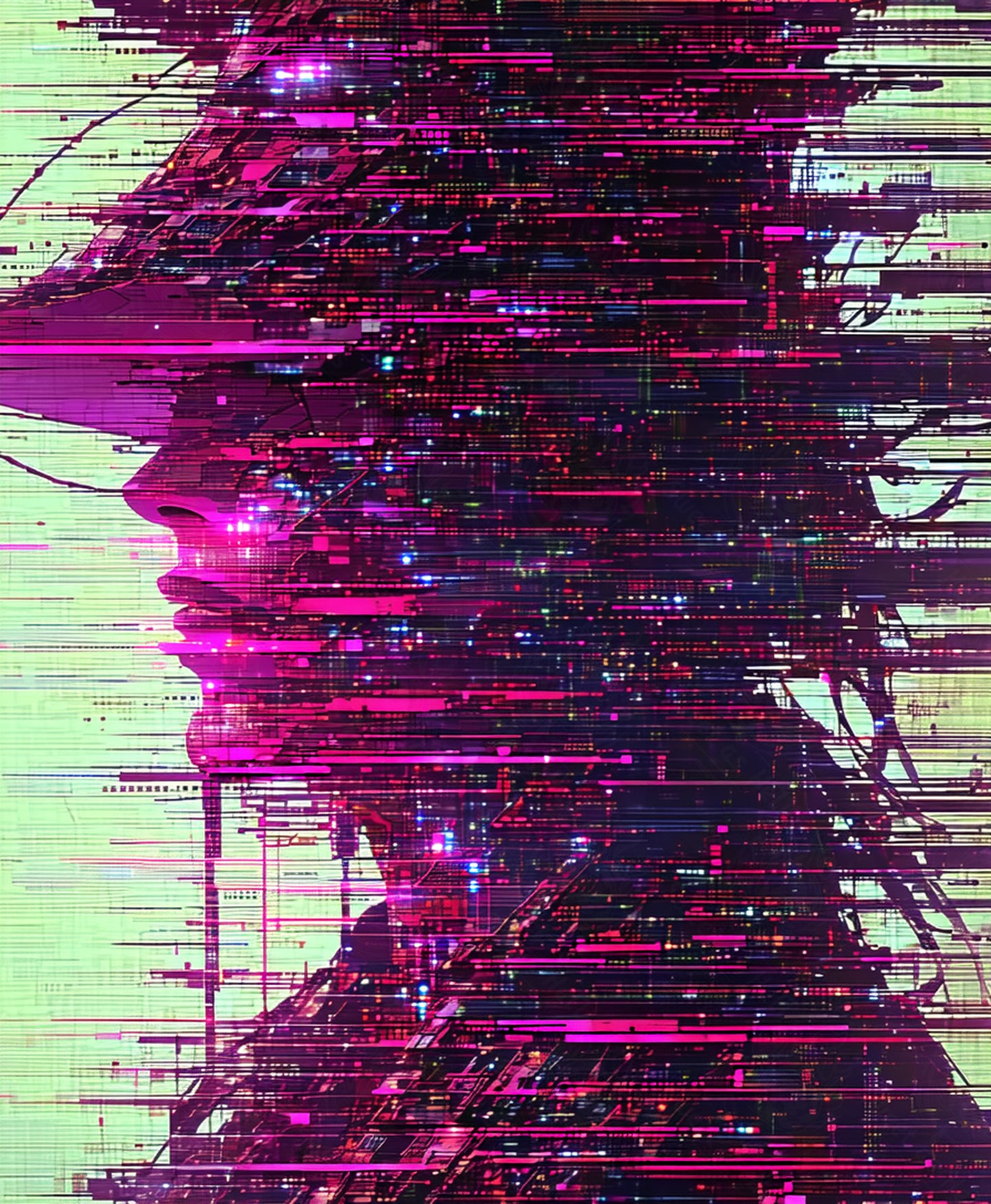 retrato con arte glitch SN3321