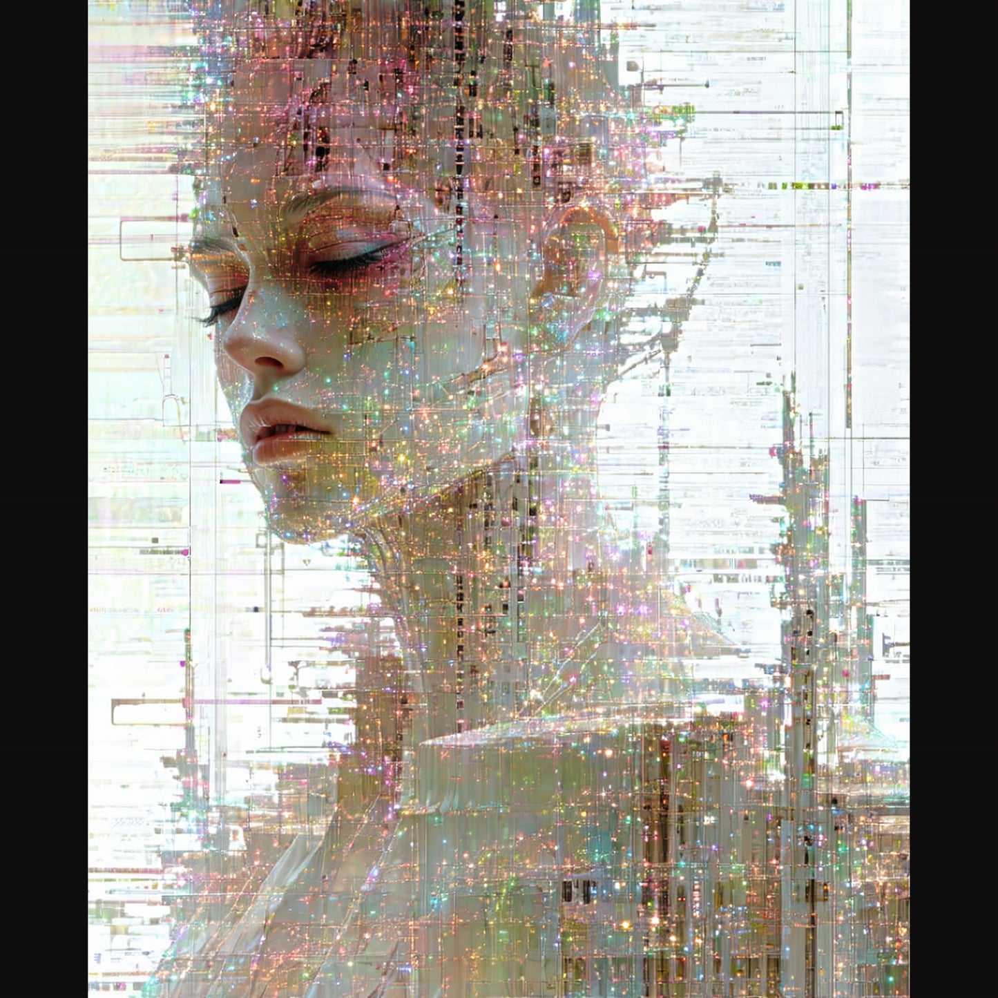 retrato de cyborg con fallas SN3346