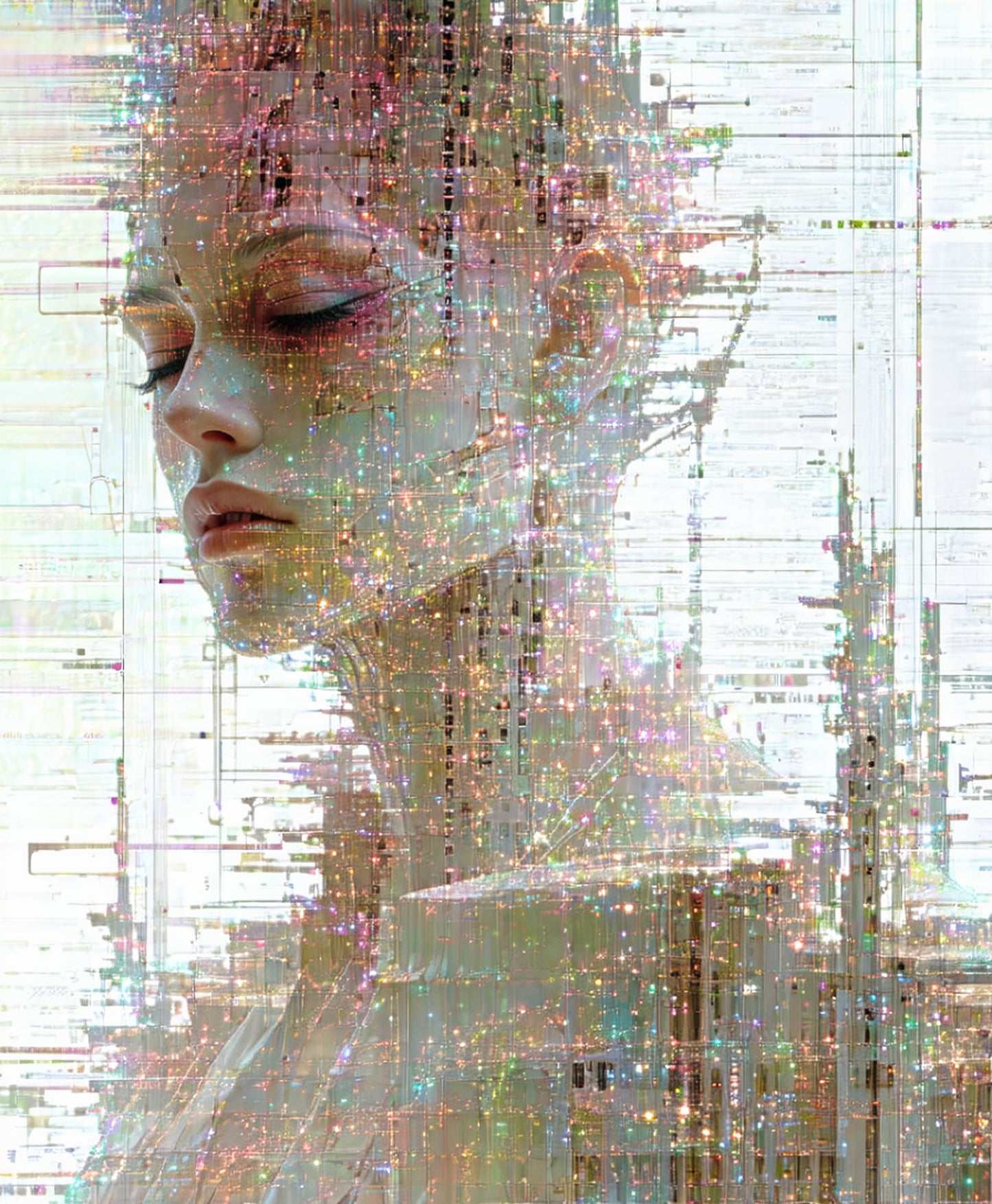 retrato de cyborg con fallas SN3346