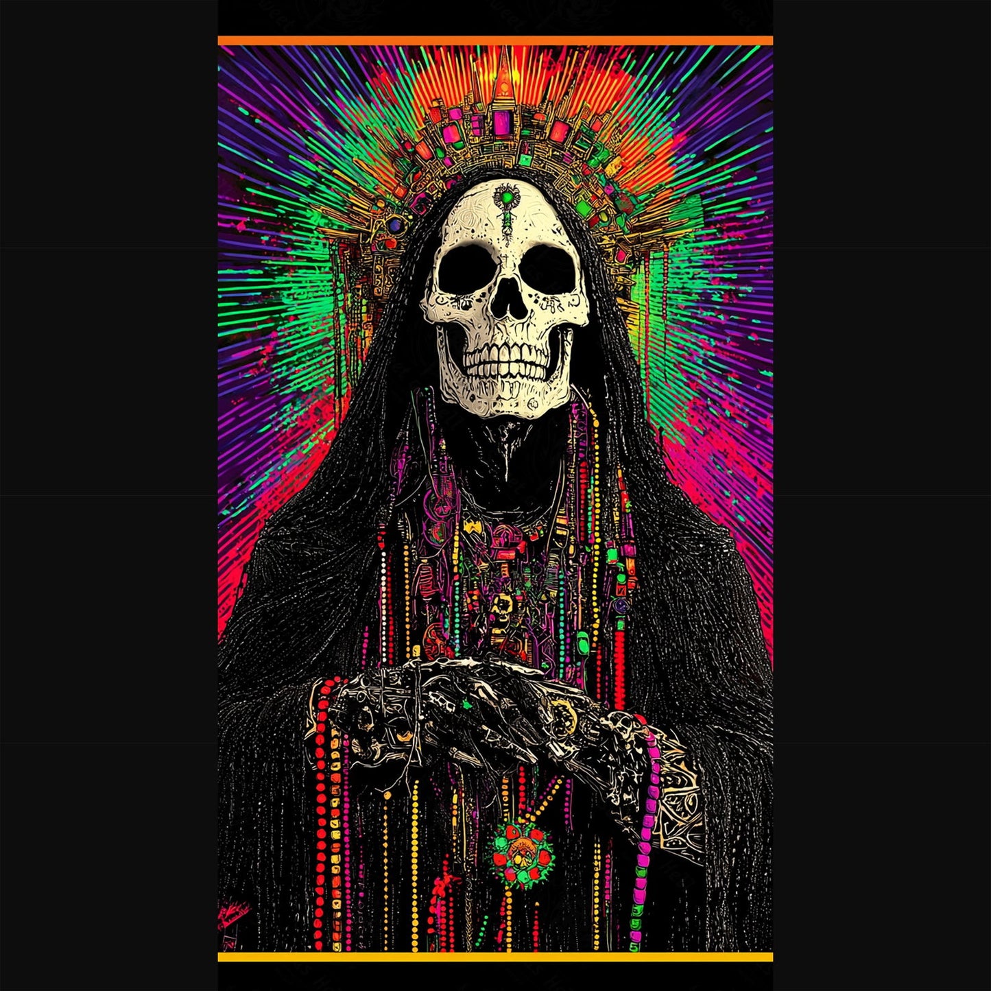psychedelic santa muerte | Mother Muerte 09 by 16 428 SN3115 - Sweet As Hell Designs