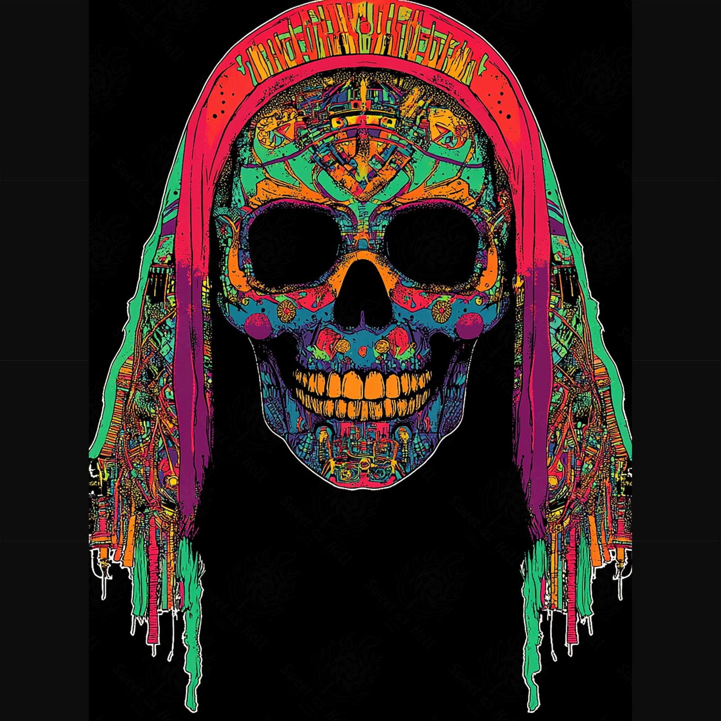 psychedelic skull | Mother Muerte 03 by 04 016 SN3110 - Sweet As Hell Designs