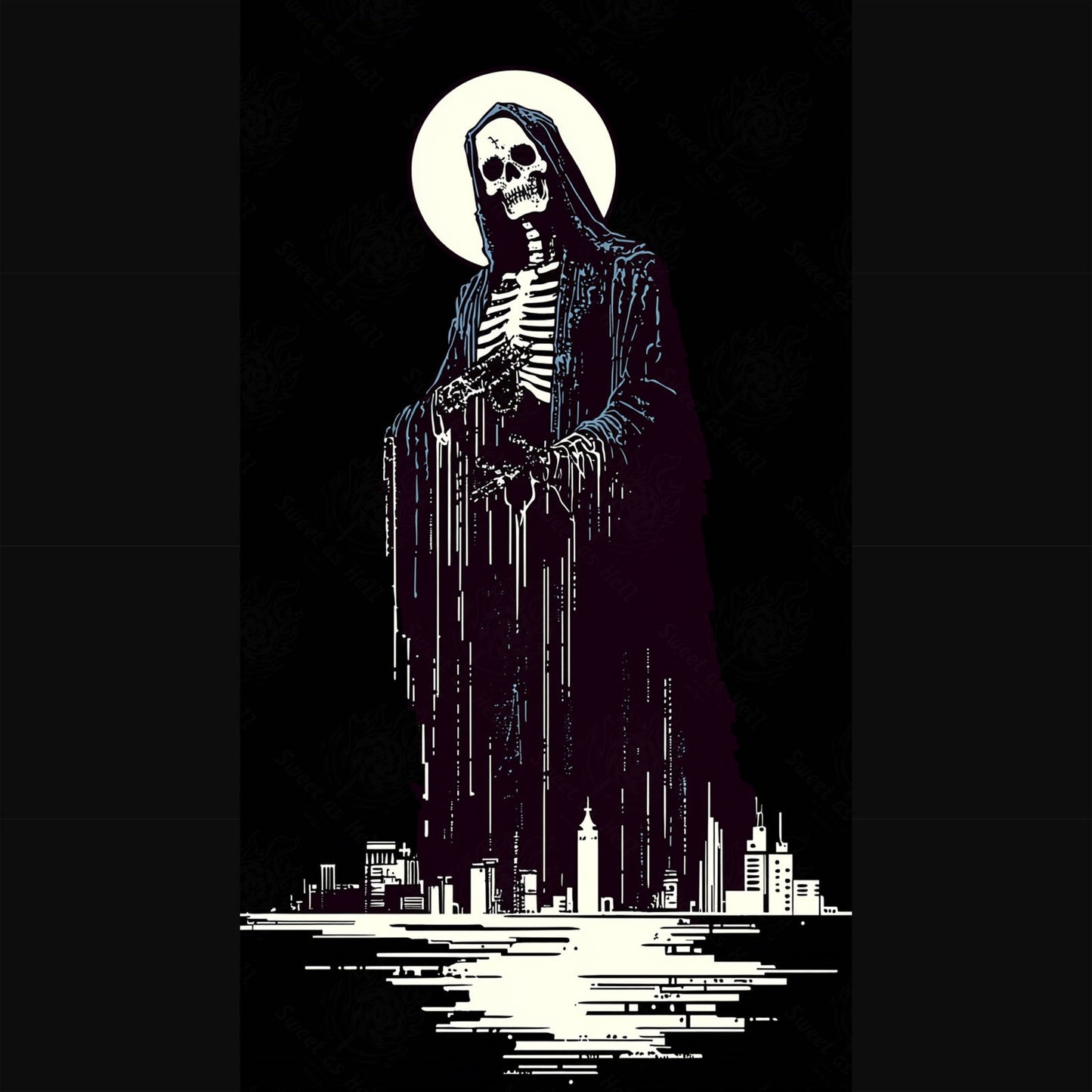 santa muerte cityscape | Mother Muerte 09 by 16 426 SN3113 - Sweet As Hell Designs